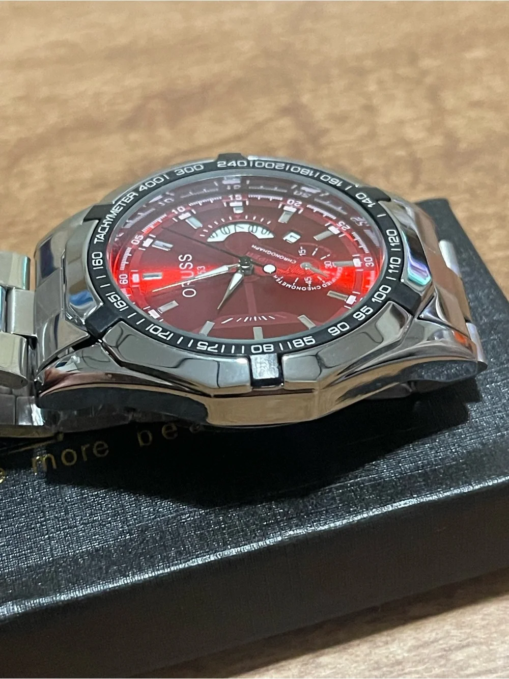 ORUSS Men's watch, authentic new model, large dial, calendar function, Red dial
